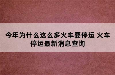 今年为什么这么多火车要停运 火车停运最新消息查询